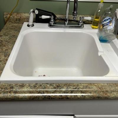 Laundry sink, cabinet, counter