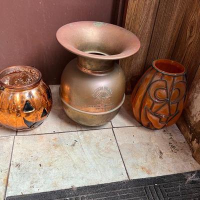 Jack-o-Lanterns $5/each; Copper Spittoon $15