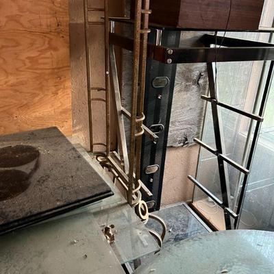 Assorted Shelving, Glass Cases, Glass Top Tables (need cleaning!! but otherwise good) $20/piece