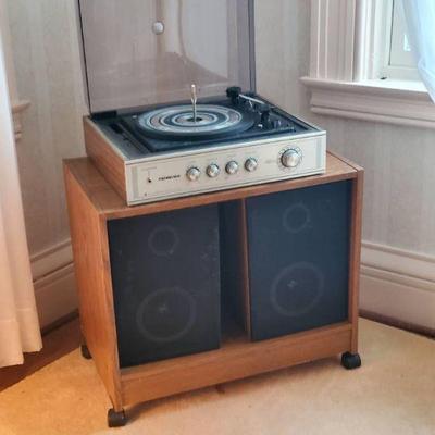 Record Player And Speakers On Cart
