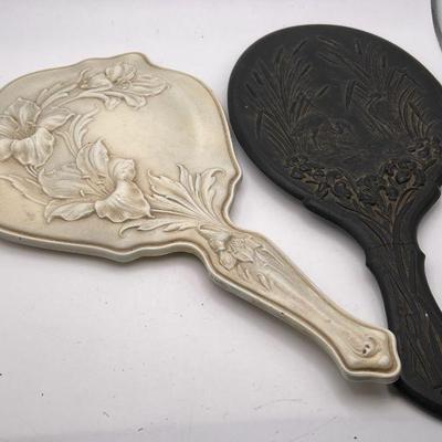 Pair Of Antique Hand Mirrors Mid 1800's & Early 1900's
