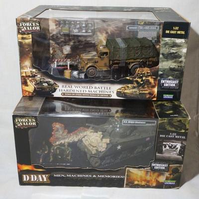 1164	FORCES OF VALOR WWII 1:32 DIECAST METAL TOYS LOT OF 2

