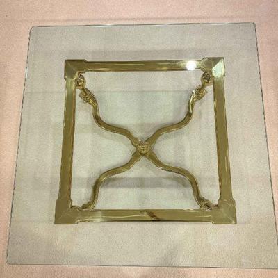 Brass coffee table with glass top