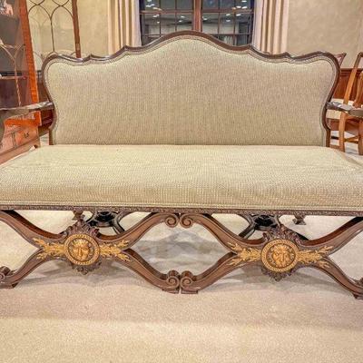 Victorian Sofa With Carved Lion Faces
