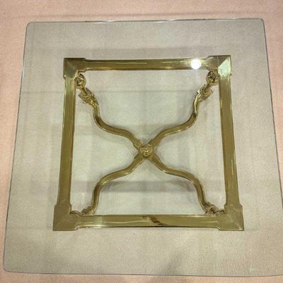 Brass coffee table with thick glass top