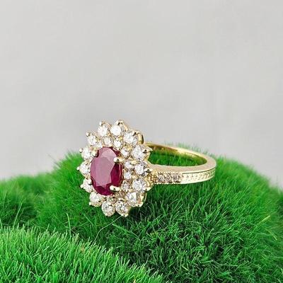 Lot #SB 310 - Stunning 1.52 Carat Ruby and Diamond Ring in 14k Yellow Gold in Size 6.5 - w/ Insurance Appraisal