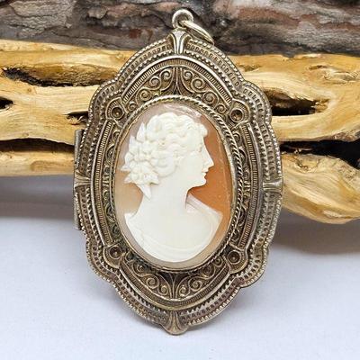 Vintage Brass Locket with Cameo