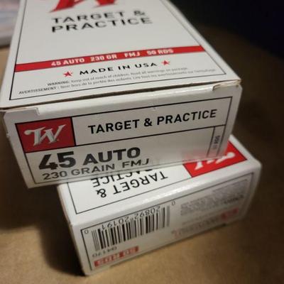 Winchester. 45 230 grain ammo cartridges. 50 rounds each