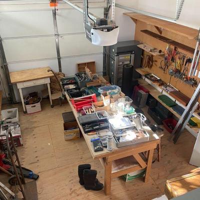 this entire room is filled with hardware, hand & power tools for a designer / architect ... Also for crafting & instruments repair.