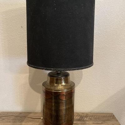 Vtg Mid Century Brass & Copper Tall Table Lamp