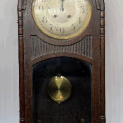 Vintage Wooden Wall Mounted Clock with Key