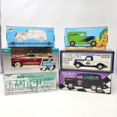 Set of Six Die Cast Cars from Liberty Classics 1930s and 40s Models Ford, Chevy, Dodge and More!