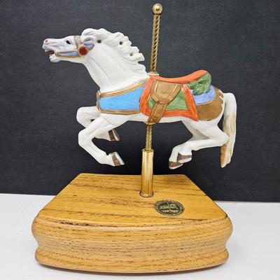 The American Carousel by Tobin Fraley Music Box w/ Porcelain Horse - Moves Up & Down w/ Music LE 4337/17,500