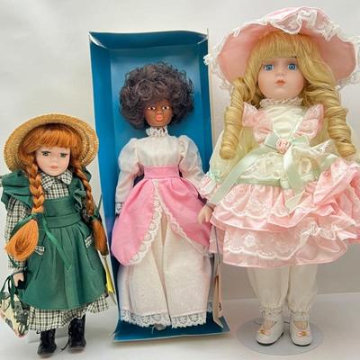 Lot of 3 Beautiful Collectable Dolls- 