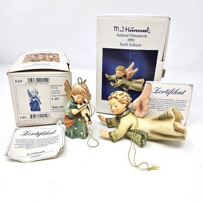  Set of Two Goebel Hummel Figurines Christmas Ornaments - One a 1993 Final Issue - Both in Original Box
