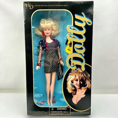 1996 Limited Edition Dolly Parton Collectors Series Doll - Wearing A Cute Poka-Dot Black & White Mini Dress