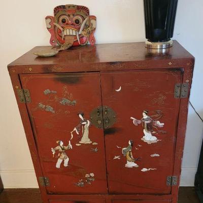 Red lacquer Chinese cabinet...circa 1920's