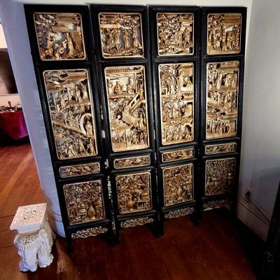 Late Ching dynasty pierces carved screen. 8 panels in all