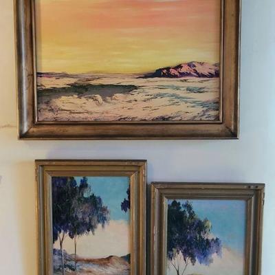 Set of three original oil paintings by Elizabeth Schleussner...listed California artist