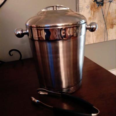 Silver Ice Bucket with Tongs