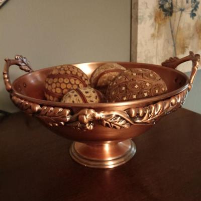 Copper Colored Pedestal Serving/Fruit Bowl