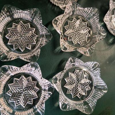 Clear Cut Glass Art Deco Ashtrays