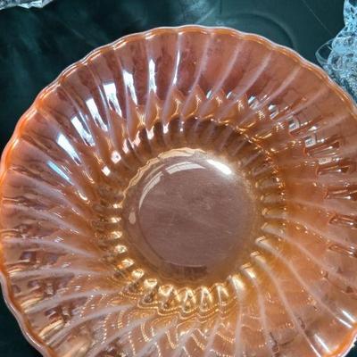 Anchor Hocking Serving Bowl, Fire King Peach Swirl Pattern