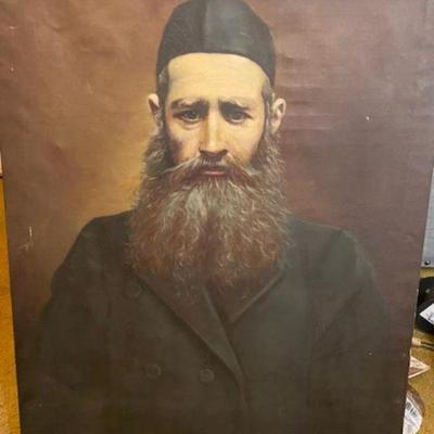 Antique Judaic Orig Oil Painting