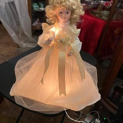 Vintage Holiday Lighted Angel Girl Tree Topper