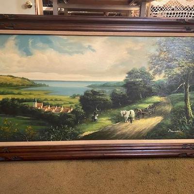 Large Vtg Orig Oil Landscappe By Donovan