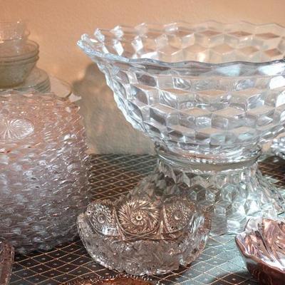 American Fostoria punch bowl and plates