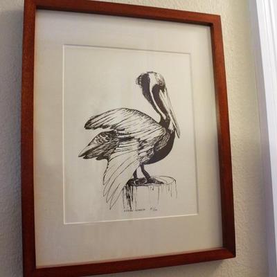 Pelican print signed and numbered