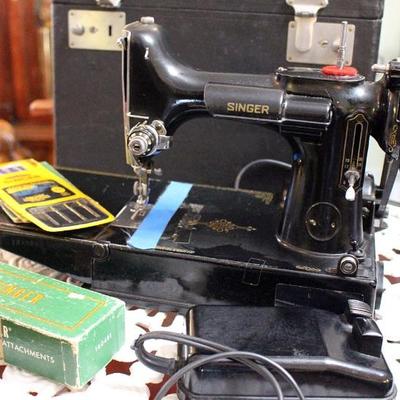 Singer feather Weight sewing machine and accessories  