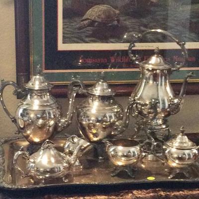 Silver plated tea set tools and hardware