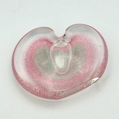 Pink Glass Heart Paperweight
