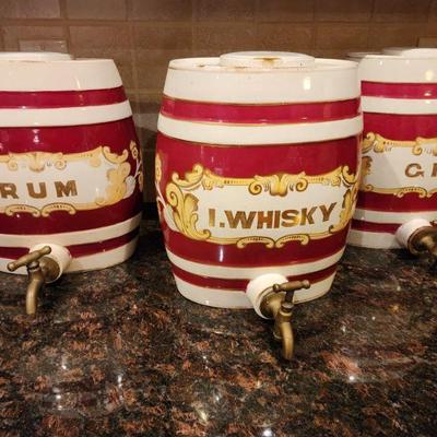 English Pottery Rum Whiskey Gin Small BarrellsÂ 