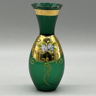 Murano, Venetian Style Art Glass Green Bud Vase