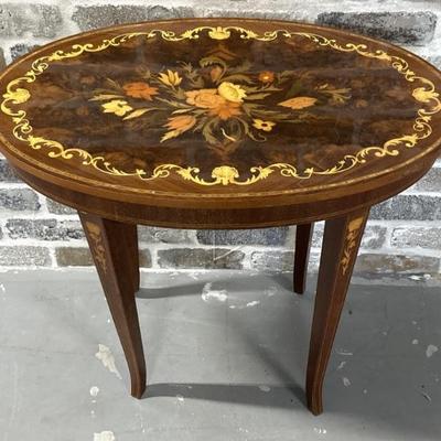 Italian Marquetry Accent Table w/ Reuge Music Box
