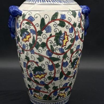 Large Italian Majolica Style Porcelain Vase