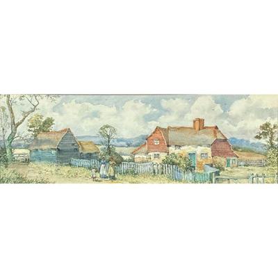 ENGLISH SCHOOL WATERCOLOR | 21 x 6.5 in (sight) - w. 28 x h. 14 in (frame)
