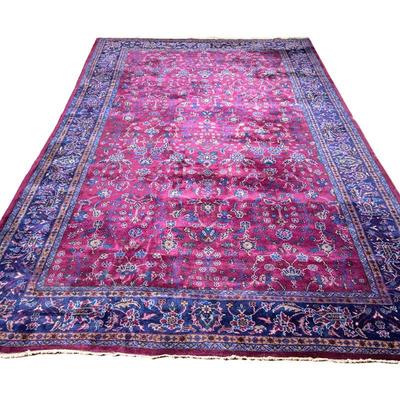 ANTIQUE PERSIAN OVERALL PATTERN CARPET | Aubergine field with overall pattern within a blueish Viney border. - l. 168 x w. 108 in
