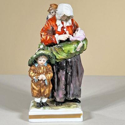 CAPODIMONTE PORCELAIN FIGURINE | Showing mother with 3 children. - l. 2.75 x w. 2.5 x h. 6 in
