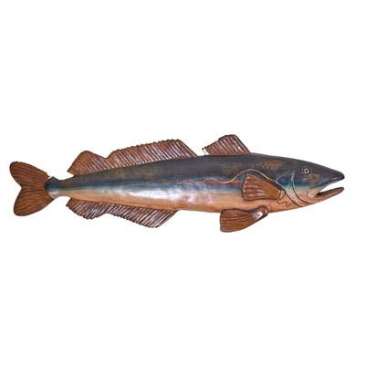 LARGE CARVED DECORATIVE FISH | w. 48 in
