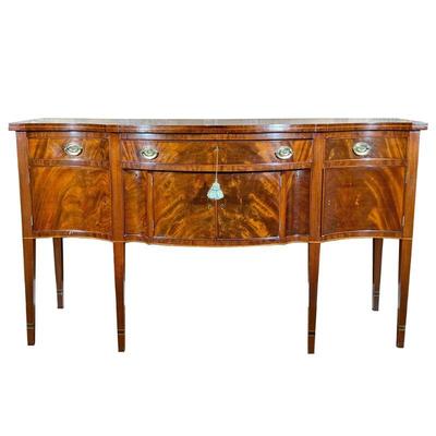 IMPORTANT NATHAN MARGOLIS ANTIQUE SIDEBOARD SERVER | Having a serpentine front with three drawers over double cabinet doors flanked by...