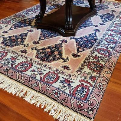 Vintage Persian wool silk handmade area rug 6'x9'