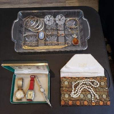 Omega and Hamilton watches
Sterling and gold jewelry 
Tasaki pearls