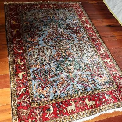 Antique Persian Tabriz Hunt hand knotted wool area rug 5'x3'