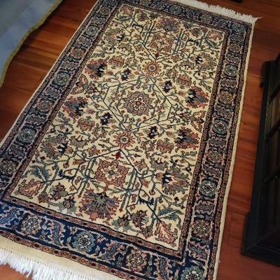 Vintage Persian Nain hand knotted wool silk area rug 5'x3'