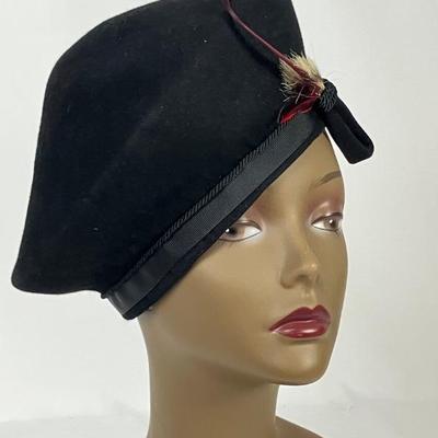 #87 â€¢ Elsa Orem Design Vintage Black Felt Women's Hat with Feather - in Dayton's Box
