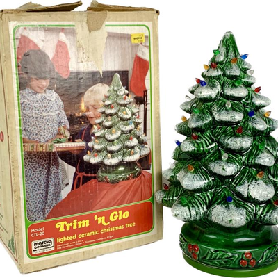 #6 â€¢ 1970's Trim 'n Glow Ceramic Light Up Table Top Christmas Tree - Working
